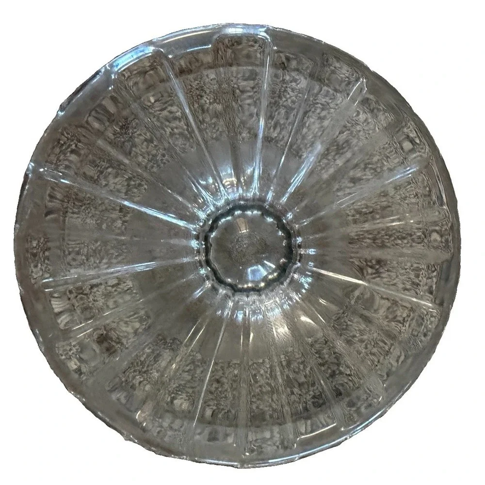 Vintage Clear Pressed Glass Spooner Pedestal Ribbed Panel Spoon Holder 5